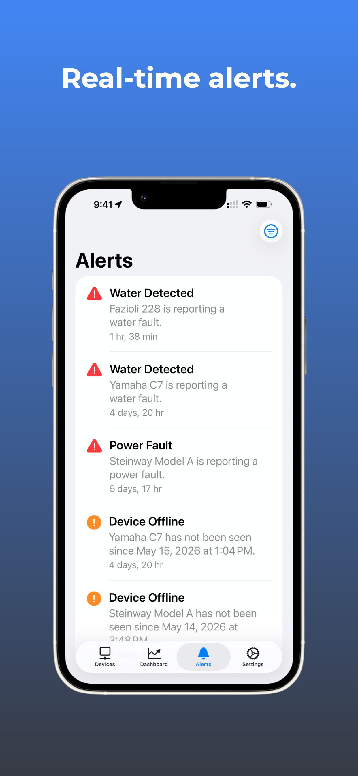 PianoCloud Monitor — Real-time alerts