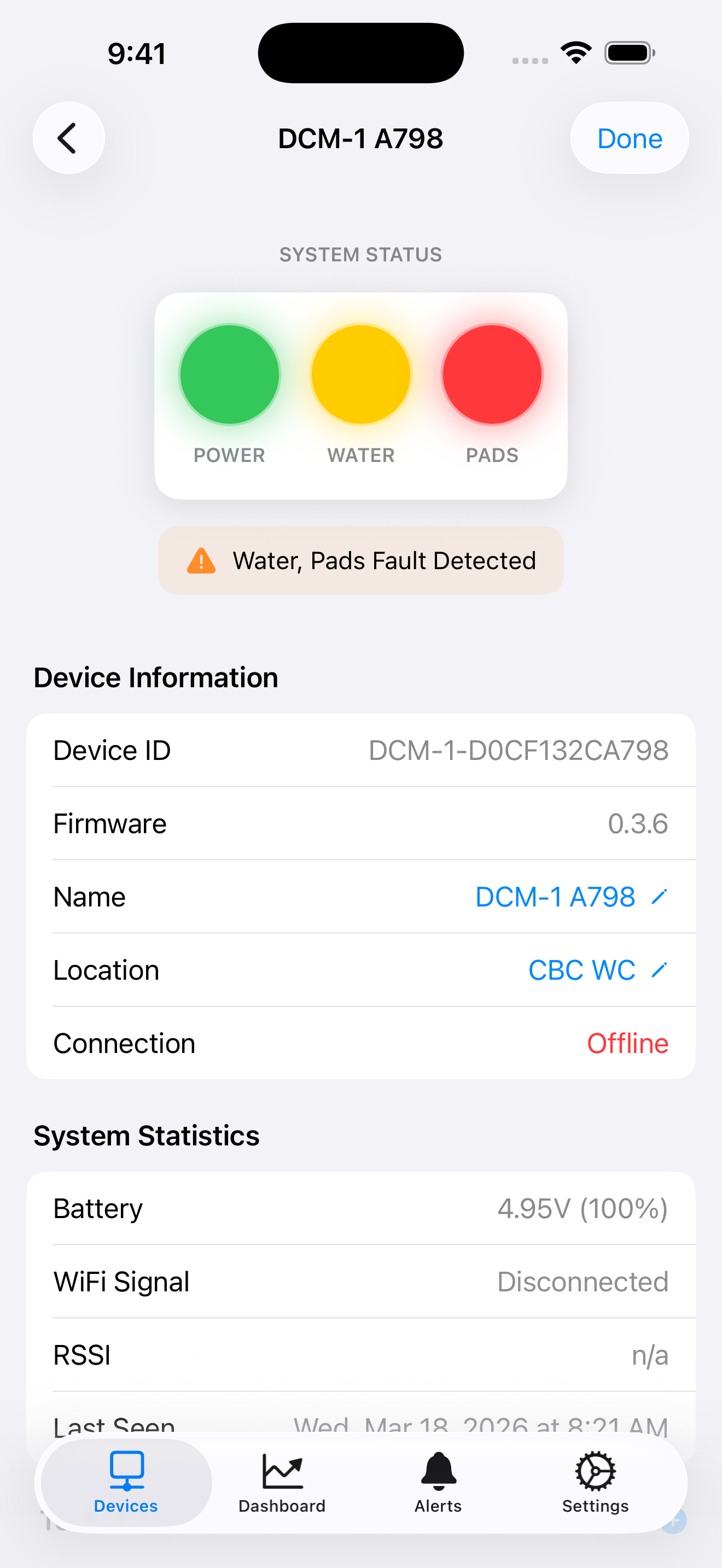 PianoCloud Monitor device detail
